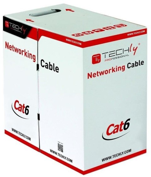 Techly Kabel instalacyjny skrętka UTP Cat6 4x2 drut 100% miedź 305m szary