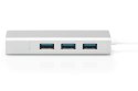 Digitus HUB/Koncentrator 3-portowy USB Typ C, 3x USB A HighSpeed z Gigabit LAN adapter, aluminium