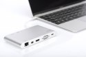 Digitus Stacja dokująca USB Typ C, 11 dodatkowych portów, funkcja Dual Monitor, 4K 30Hz, aluminiowa, srebrna