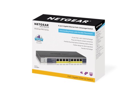8-Port Gigabit Ethernet PoE+ Unmanaged Switch with 120W PoE Budget, Rack-mount or Wall-mount