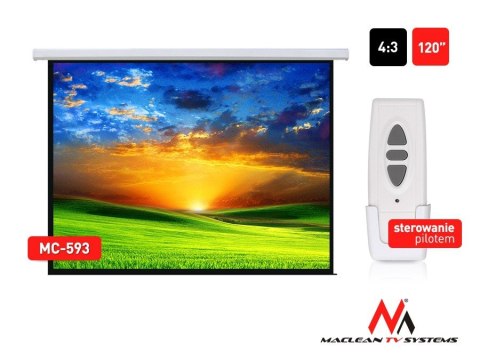 Maclean Ekran projekcyjny elektryczny MC-593 120" 240x180 4:3 ściana lub sufit