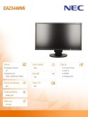 NEC Monitor 23 EA234WMi IPS W-LED, DisplayPort, DVID Czarny