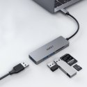 AUKEY CB-C63 aluminiowy HUB USB-C | Ultra Slim | 4w1 | 3xUSB 3.1 | 1xMicroSD i SD