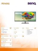 Benq Monitor 34 cali PD3420Q LED QHD/IPS/5ms/GL/HDMI/DP