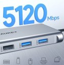 AUKEY CB-C89 aluminiowy Hub USB-C | 10w1 | RJ45 Ethernet 10/100/1000Mbps | 4xUSB | HDMI 4k@30Hz | SD i microSD | USB-C Power Delivery 