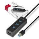 AXAGON HUE-S2BL Hub 4-portowy USB 3.2 Gen 1 charging hub, 1.2m kabel, microUSB dodatkowe zasilanie