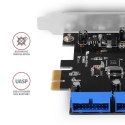 AXAGON PCEU-034VL Kontroler PCIe 2x wewnętrzny 19-pinowy port USB 3.2 GEN 1, UASP, SP & LP