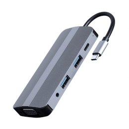 Gembird Adapter USB-C 8w1, HDMI, USB-C, PD, VGA, USB 3.1, 2.0, audio, czytnik kart