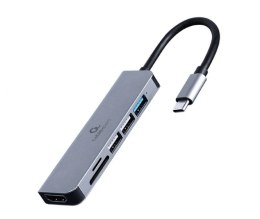 Gembird Adapter wieloportowy USB-C 6w1, HDMI, USB 3.1, USB 2.0x2, czytnik kart