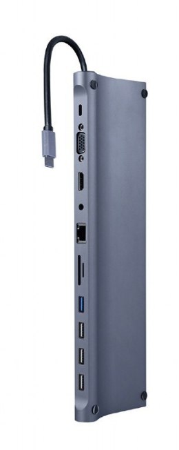 Gembird Hub USB-C PD GbE VGA HDMI 4xUSB czytnik kart SD