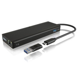 IcyBox Stacja dokująca IB-DK4080AC 9w1,2x HDMI & 2x DisplayPoprt,USB,Headset combo, LAN, Power delivery up to 100W