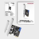 AXAGON PCEU-232VLS Kontroler PCIe 2+2x port USB 3.2 GEN 1, UASP, SP & LP, 15-pin SATA zasilacz