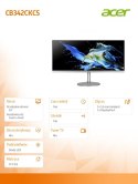 Acer Monitor 34 cale CB342CKCsmiiph uzx UWQHD/75Hz/1ms