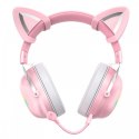 Onikuma Słuchawki gamingowe B20 RGB kocie uszka różowe