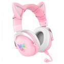 Onikuma Słuchawki gamingowe B20 RGB kocie uszka różowe