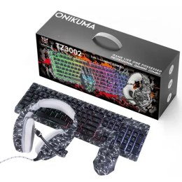 Onikuma Zestaw TZ3002 RGB: mysz, klawiatura, słuchawki camo Szare