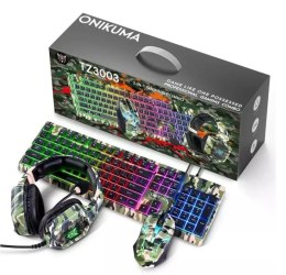 Onikuma Zestaw TZ3003 RGB: mysz, klawiatura, słuchawki zielone camo