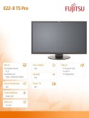 Fujitsu Monitor 21.5 E22-8 TS Pro, EU, E-Line 54.6cm wide Display, IPS, LED, matt black, DP, DVI, VGA, tilt stand