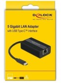 Delock Adapter USB C(M) 3.1->RJ45(F) 5GB na kablu 13.5 cm czarny
