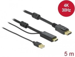 Delock Kabel HDMI(M)-Displayport (M)4K 5M USB A(M) 85966