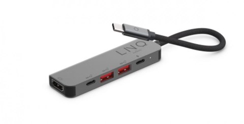 Linq Wieloportowy Hub 5w1 HDMI 4K,2xUSB-A 3.2,USB-C 3.2,USB-C PD 100W