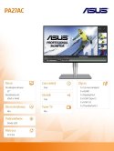 Asus Monitor 27 PA27AC IPS WQHD 2560x1440 400nit HDR10 sRGB Thunderbolt3 HDMI DP 2xUSB-C 3xUSB3.0 GŁOŚNIK PIVOT REG.WYS. 3Y PUR + 36m