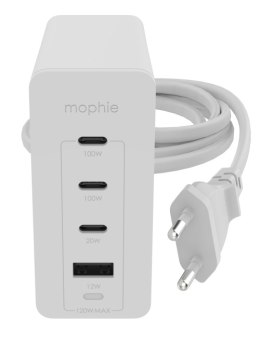 Mophie GaN speedport - ładowarka sieciowa 120W - 3 porty USB-C, 1 port USB-A (white)
