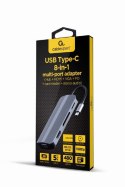 Gembird Adapter USB-C 8w1, HDMI, USB-C, PD, VGA, USB 3.1, 2.0, audio, czytnik kart