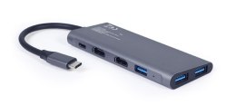 Gembird Adapter USB-C Hub 2xHDMI 1xUSB-C 3xUSB 3.0 PowerDelivery