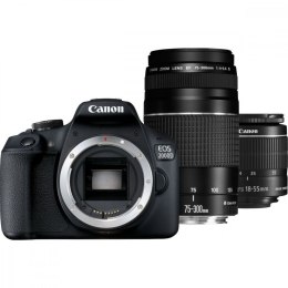 Canon Aparat fotograficzny EOS 2000D BK + Obiektywy 18-55 IS + 75-300 EU26 2728C017