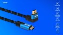 Savio Kabel HDMI (M) v2.1, kątowy, 3m, 8K, miedź, niebiesko-czarny, złote końcówki, ethernet/3D, CL-148
