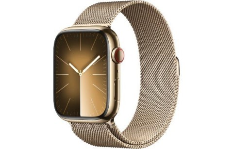 Apple Watch Series 9 GPS + Cellular, 45mm Koperta ze stali nierdzewnej w kolorze złotym z bransoletą mediolańską w kolorze złotym